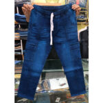 Men’s Blue Acid Wash Denim Cargo Pants - Image 2