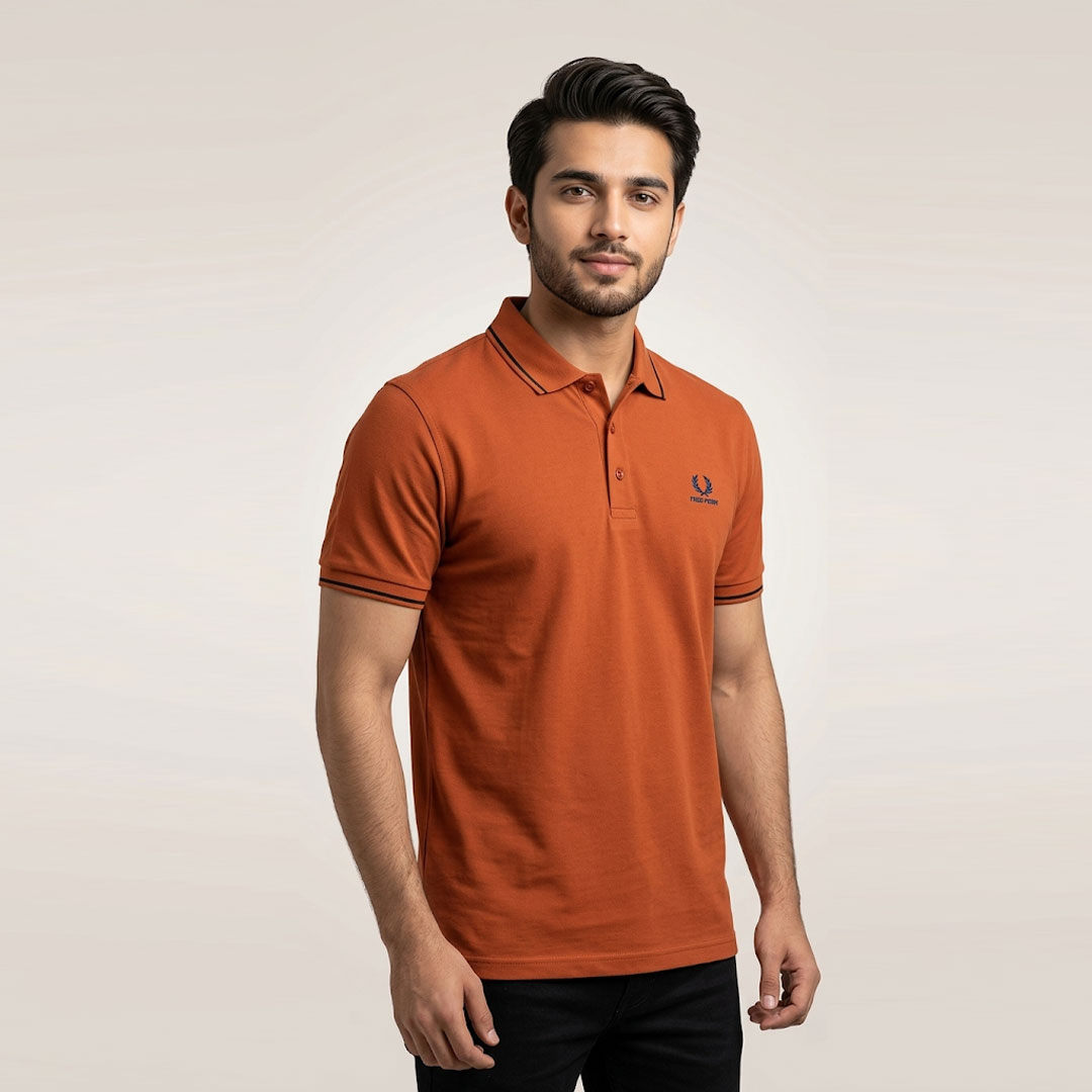 men's orange cotton blend polo shirts in pakistan