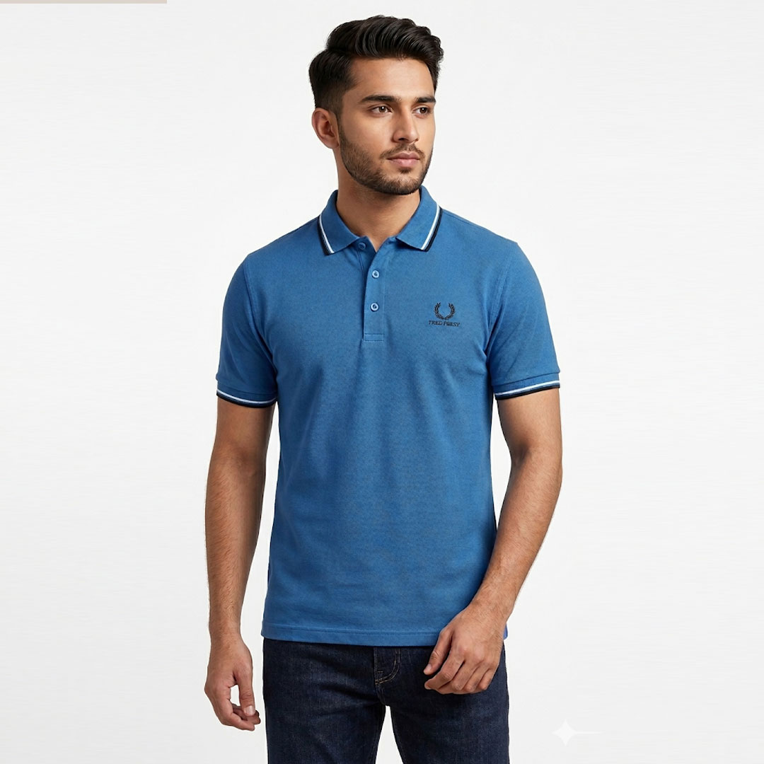 men's blue cotton blend polo shirts in pakistan