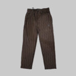 Men's brown co ord set with striped shirt and matching casual trousers
