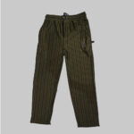 Men's olive green tracksuit with striped cotton t-shirt and matching trousers