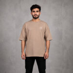 Men's burnt orange drop shoulder oversized half sleeve T-shirt