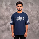 Navy Fighter graphic t shirt for men with drop shoulder fit