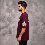Deep burgundy Fighter drop shoulder t shirt for men