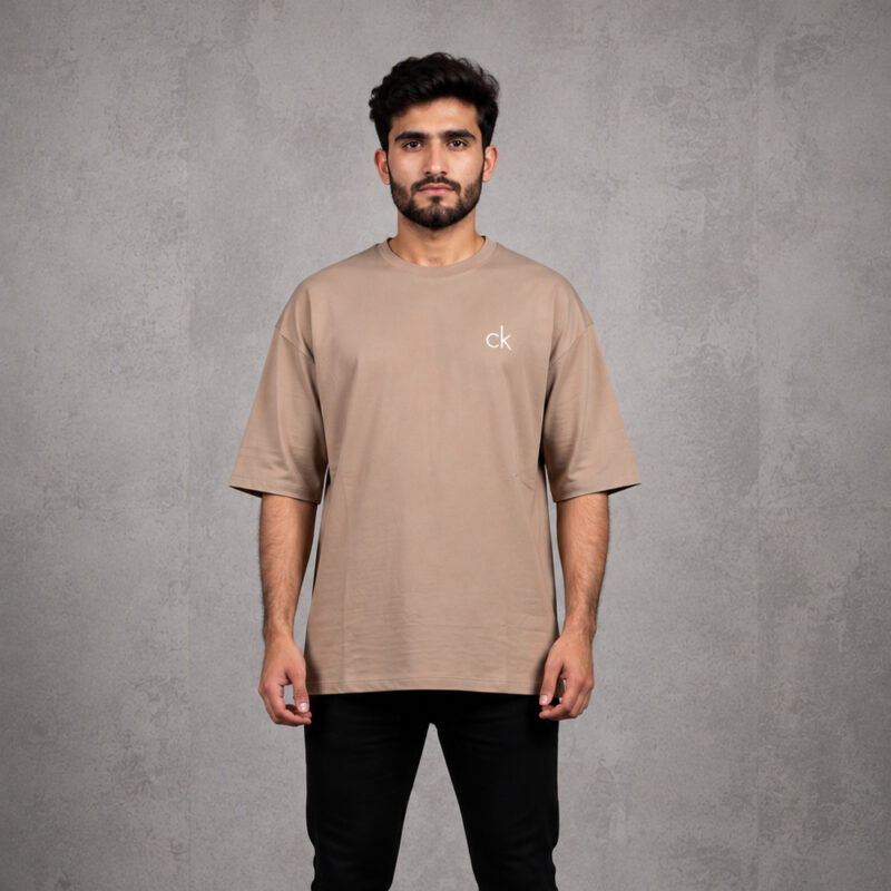 Men's burnt orange drop shoulder oversized half sleeve T-shirt