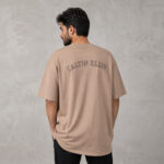 Men's burnt orange drop shoulder oversized half sleeve T-shirt