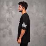 Black Fighter graphic t-shirt for men with drop shoulder fit