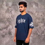 Navy Fighter graphic t shirt for men with drop shoulder fit