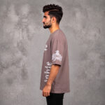 Dusty mauve Fighter graphic drop shoulder t shirt for men