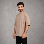 Men's burnt orange drop shoulder oversized half sleeve T-shirt