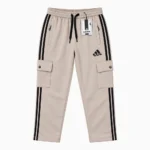 Men's Beige Cargo Trousers with Black Stripes – Casual Sportswear Pants