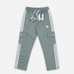 Men's Sage Green Cargo Trousers with White Side Stripes – Casual Sportswear Pants
