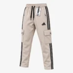 Men's Beige Cargo Trousers with Black Stripes – Casual Sportswear Pants - Image 3